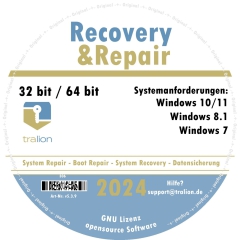 2024 Recovery und Repair CD Für Windows 7 - Windows 8 - Windows 10/11 32 & 64 Bit Version, inkl. DATENRETTUNG